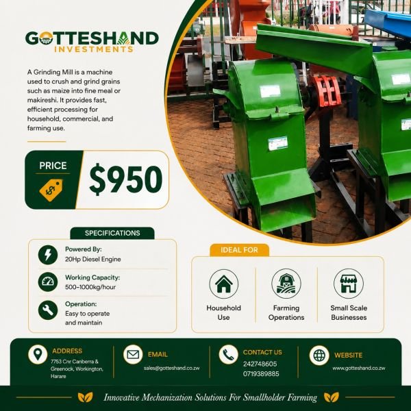 Diesel engine grinding mill